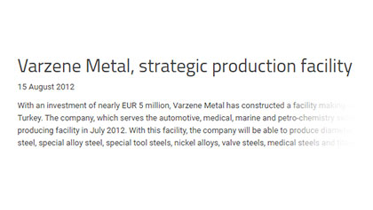 Varzene Metal Strategic Production Facility